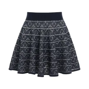 Anagram Jacquard Mini Skirt in Navy/White