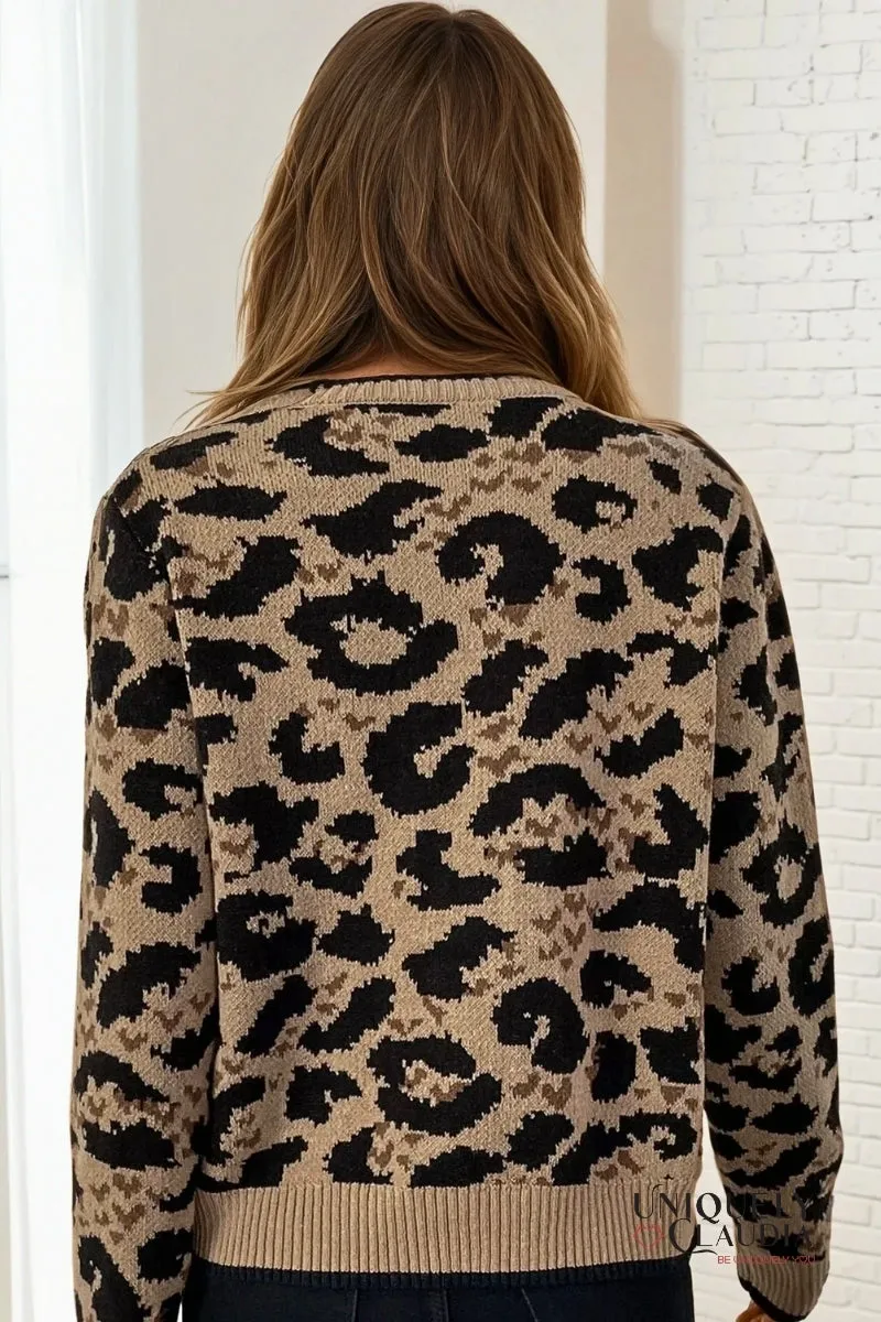 Angelique Leopard Print Bow Tie Knitted Cardigan