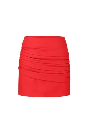 ANTHURIUM RED SLIM FIT MINI SKIRT