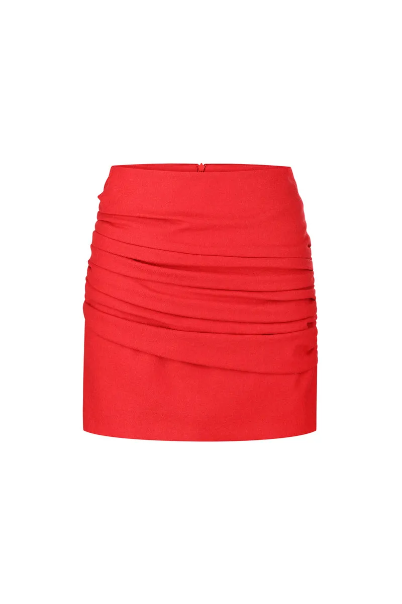 ANTHURIUM RED SLIM FIT MINI SKIRT