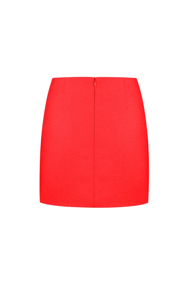 ANTHURIUM RED SLIM FIT MINI SKIRT