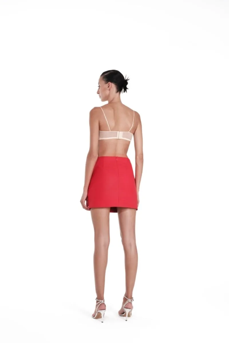 ANTHURIUM RED SLIM FIT MINI SKIRT