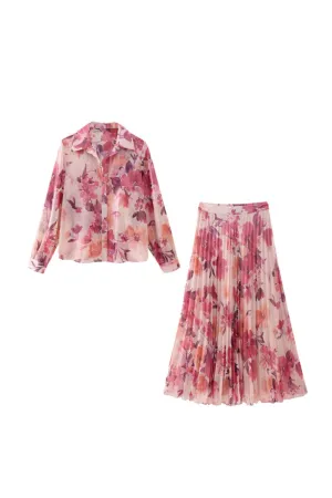 'Audrey' Floral Print Shirt & Skirt Set  (Sold Separately)