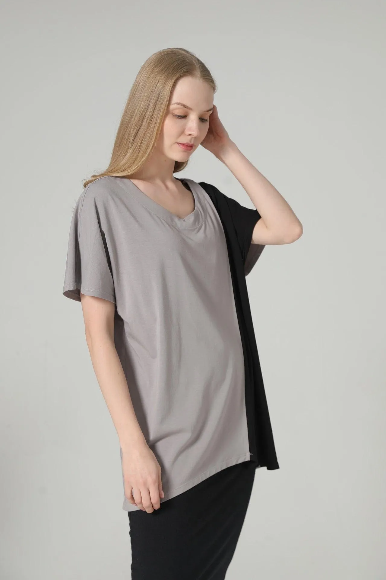 Bamboo Two Tone Short Sleeve Top