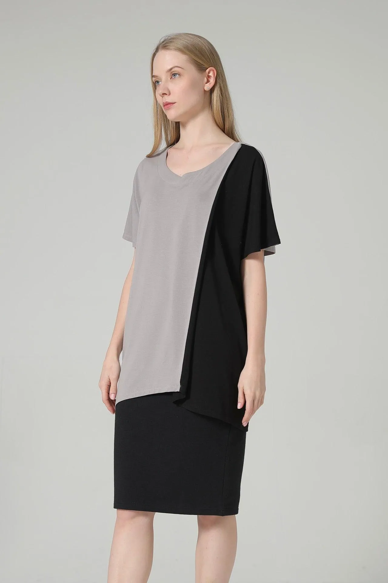 Bamboo Two Tone Short Sleeve Top