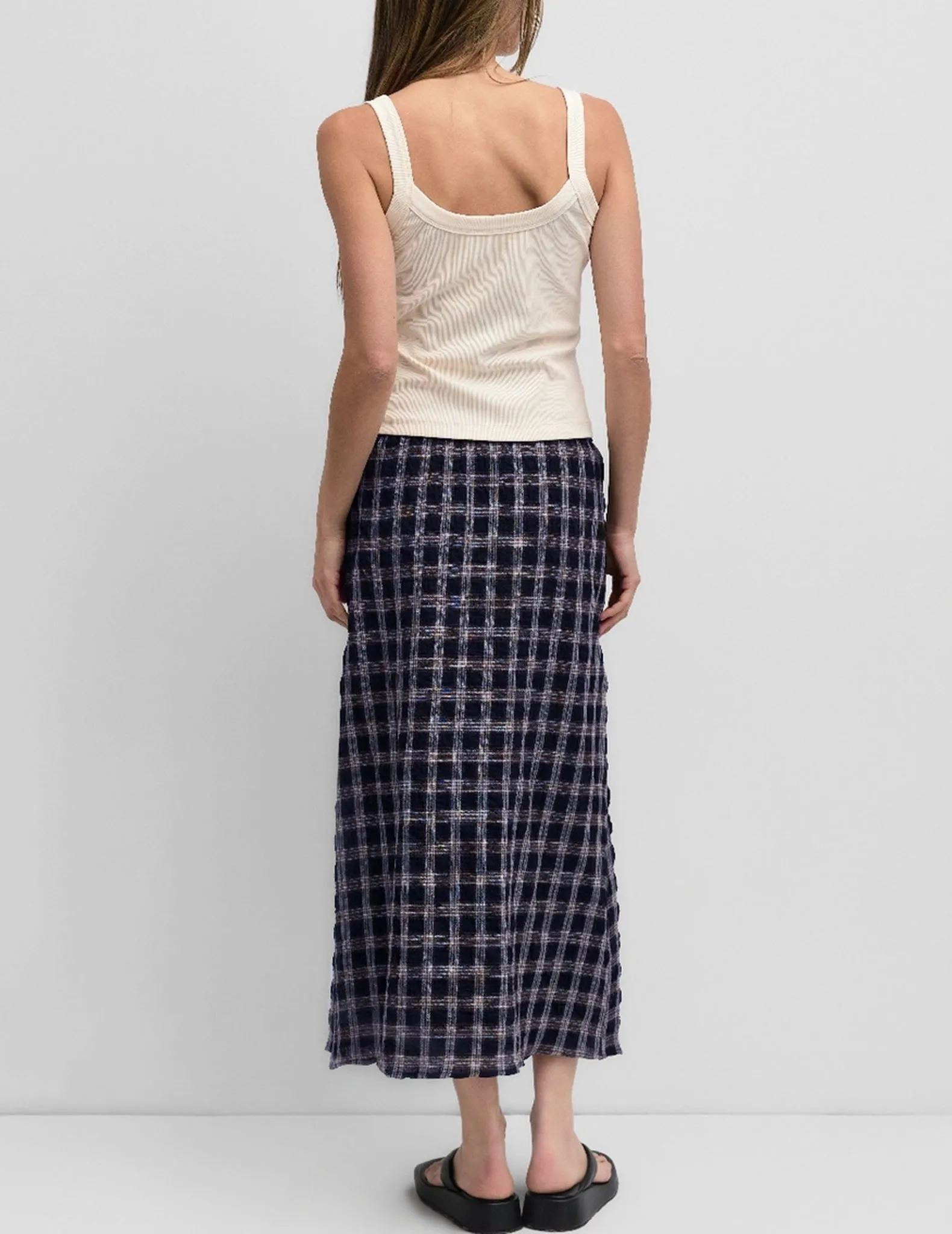 Bennett Navy Plaid Midi Skirt