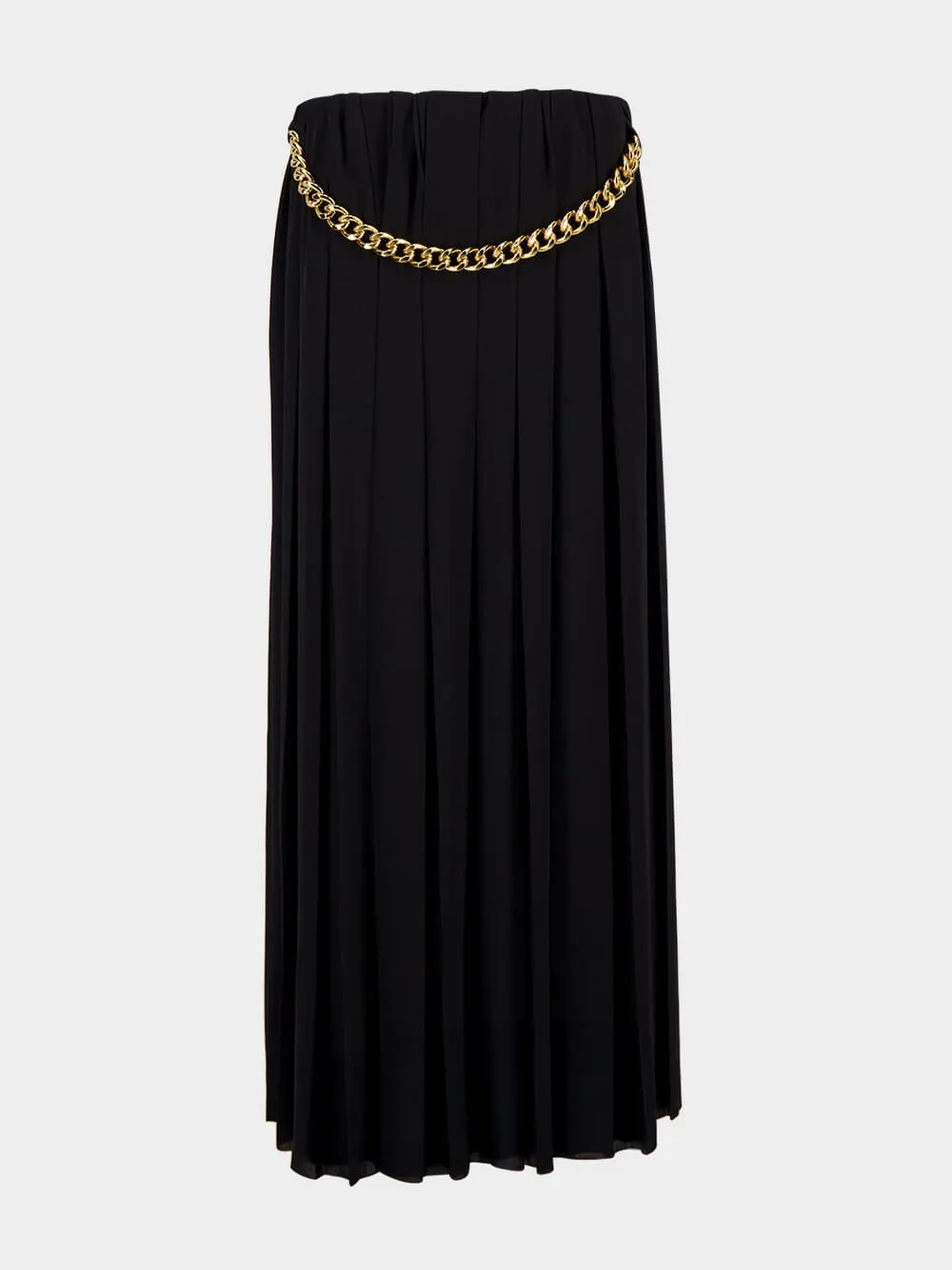 Black Pleated Skirt with Chain Detail