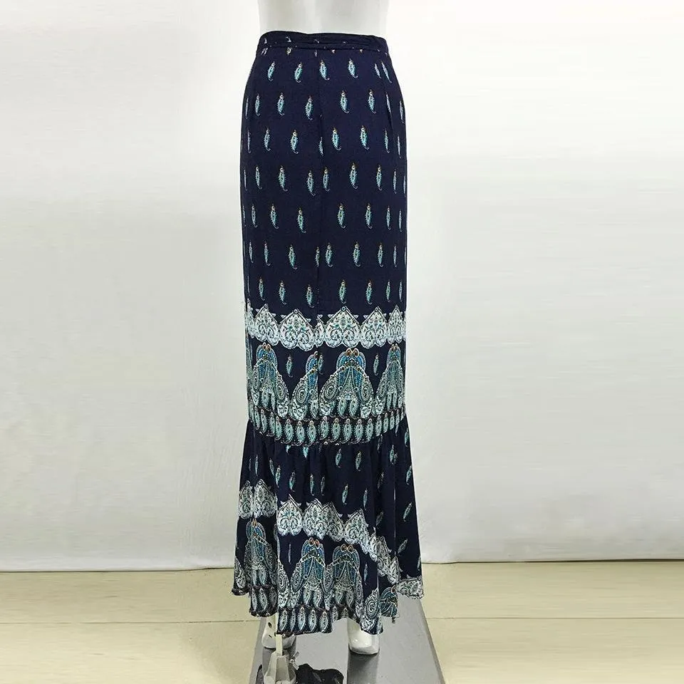 Casual vacation style Bohemian seaside split skirts 3 color