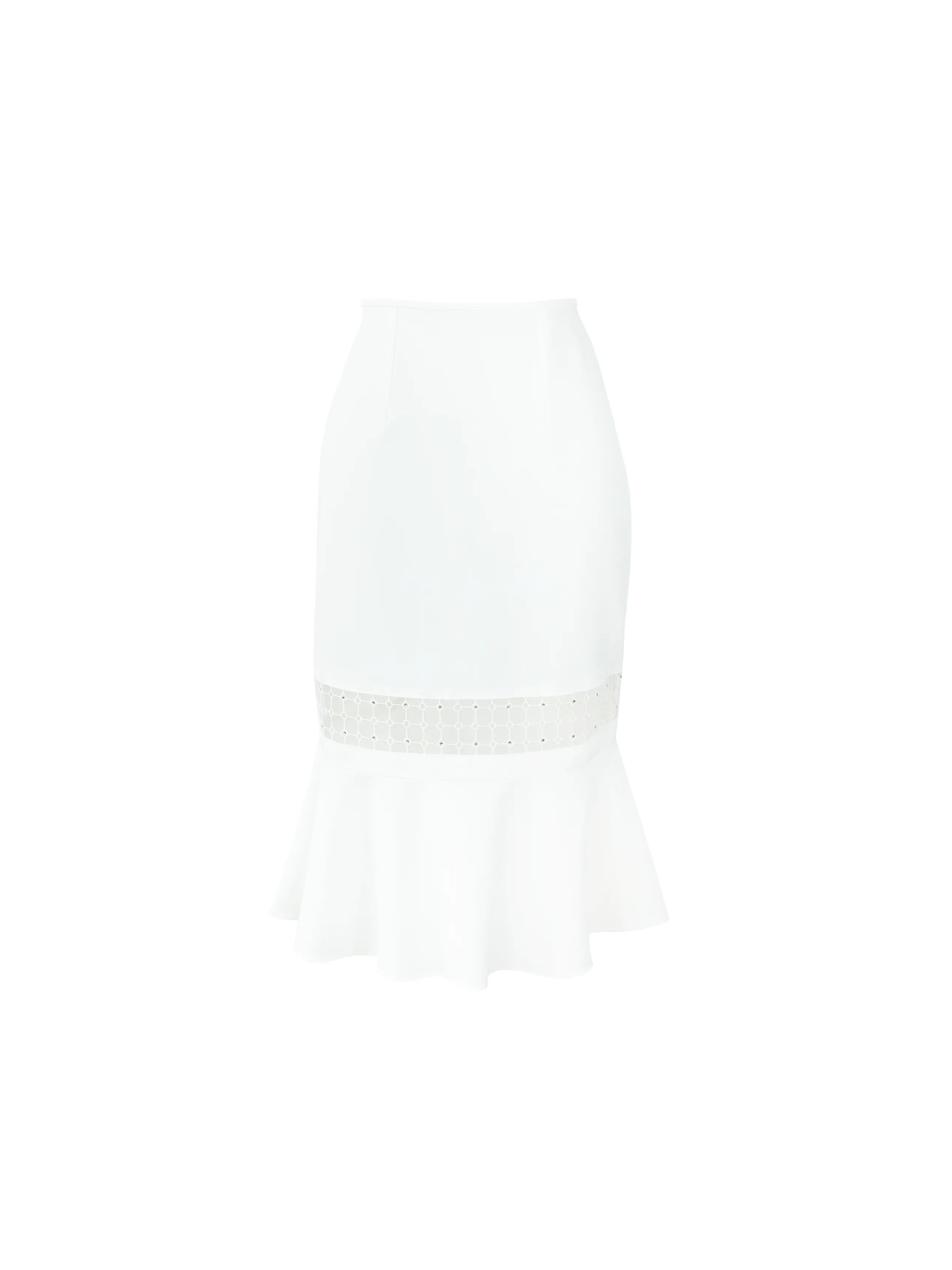 Chloe skirt with see through panel in white