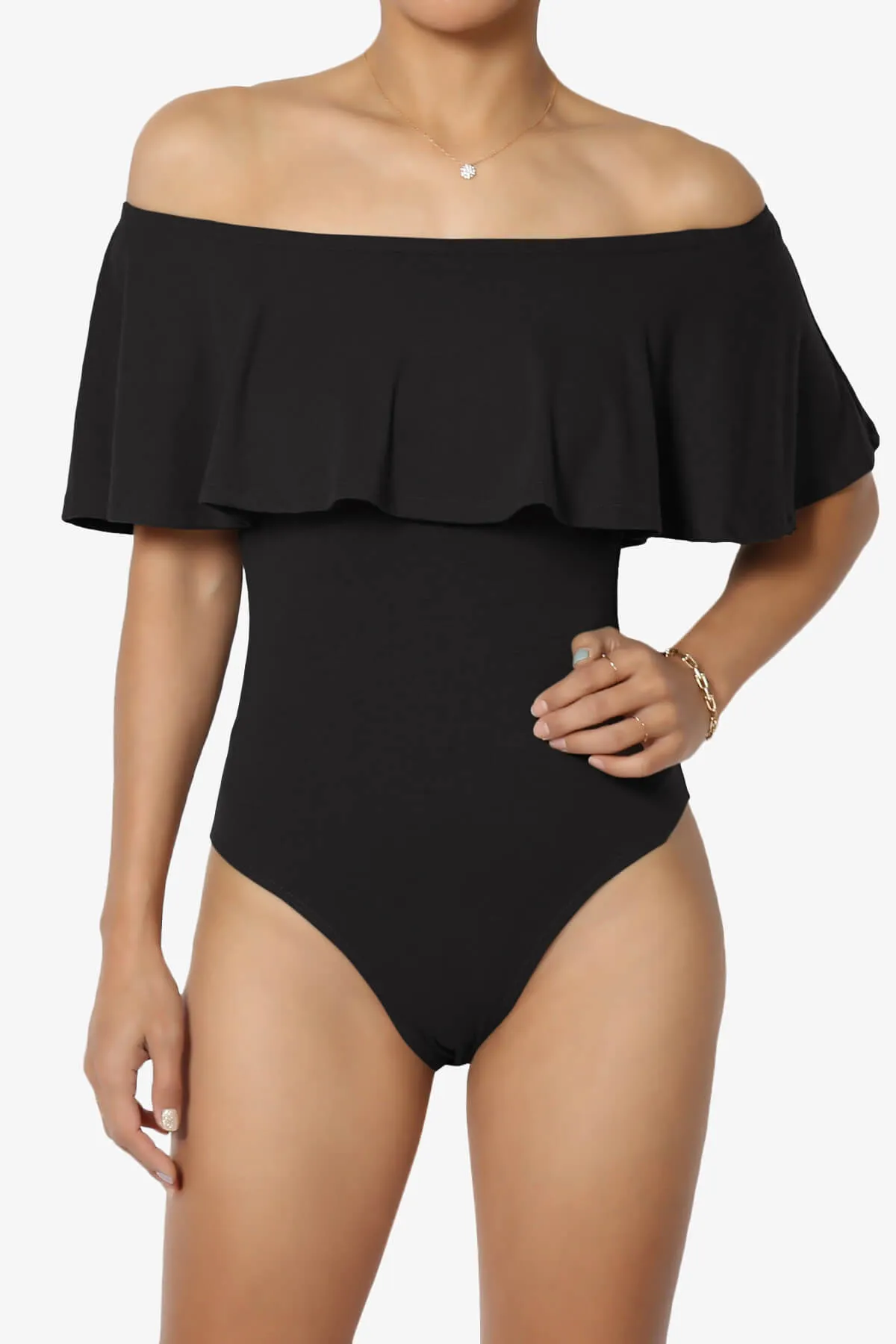 Cobra Ruffle Off Shoulder Bodysuit