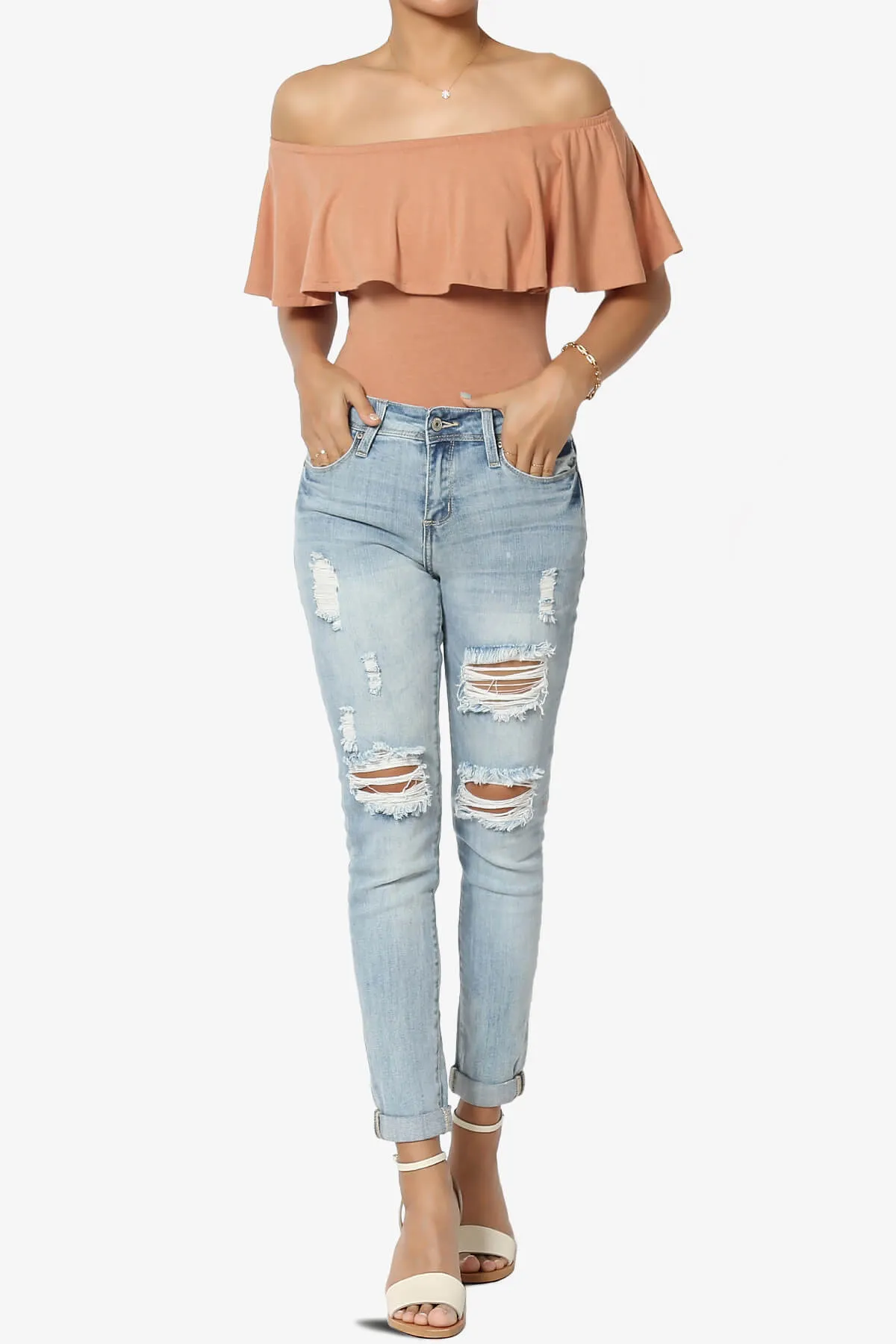 Cobra Ruffle Off Shoulder Bodysuit