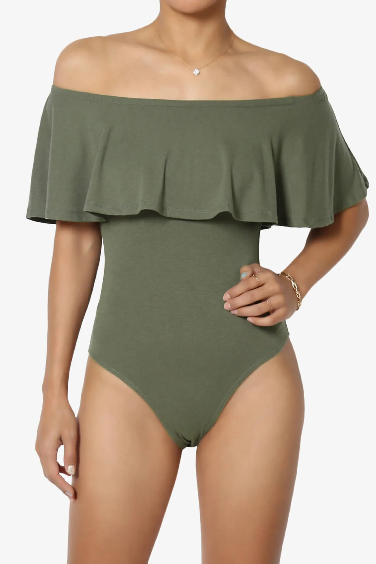 Cobra Ruffle Off Shoulder Bodysuit