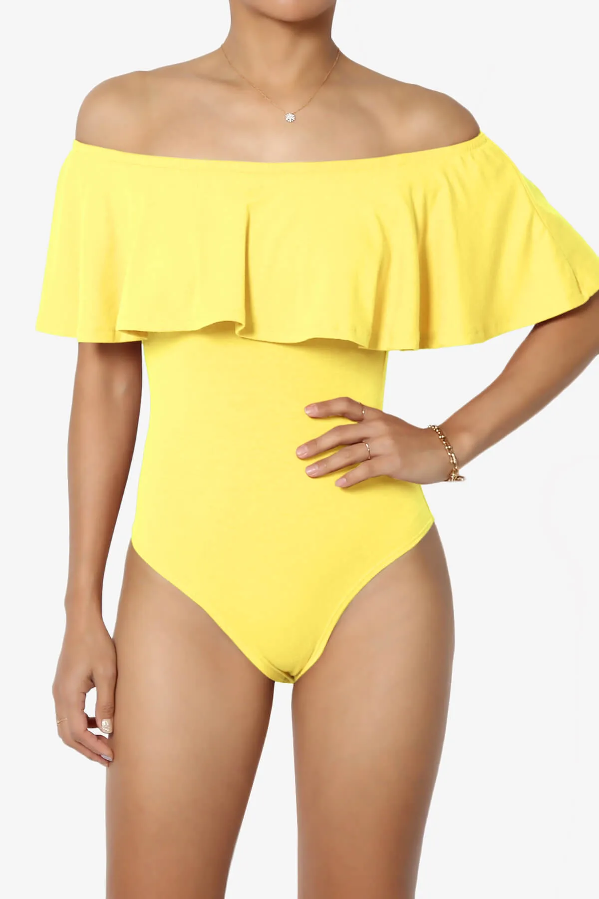 Cobra Ruffle Off Shoulder Bodysuit