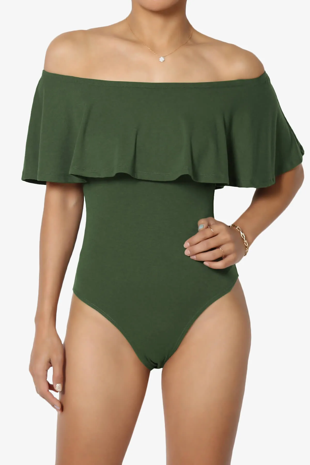 Cobra Ruffle Off Shoulder Bodysuit