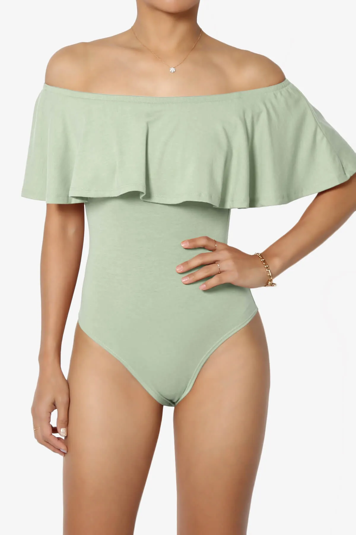 Cobra Ruffle Off Shoulder Bodysuit