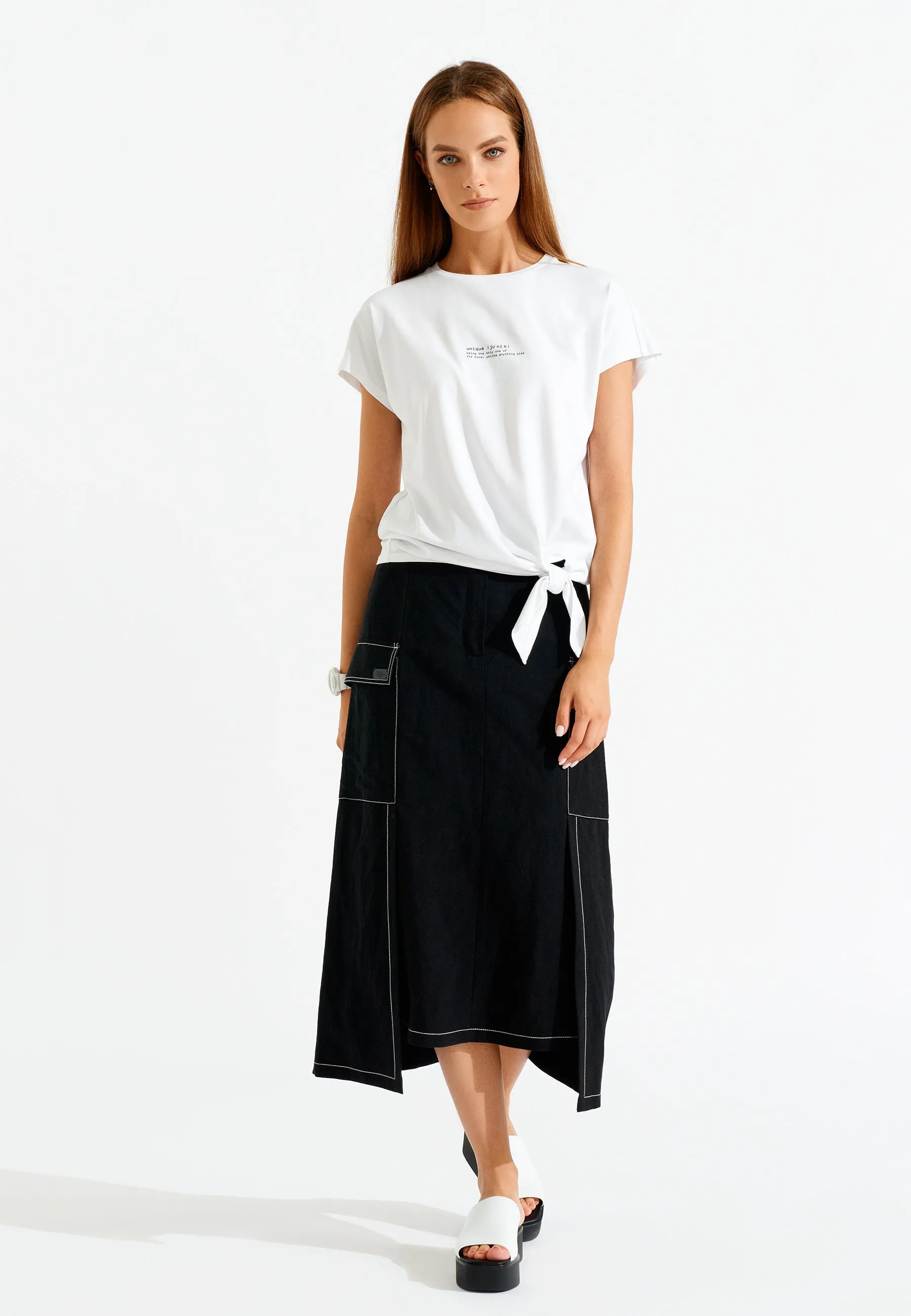 Contrast - Stitch Maxi Skirt in Black