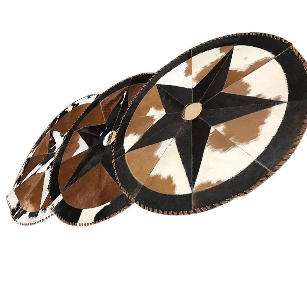 Cowhide Christmas Tree Skirt - Tricolor Exotic Star