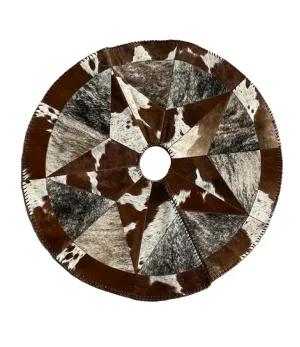 Cowhide Christmas Tree Skirt - Tricolor Exotic Star