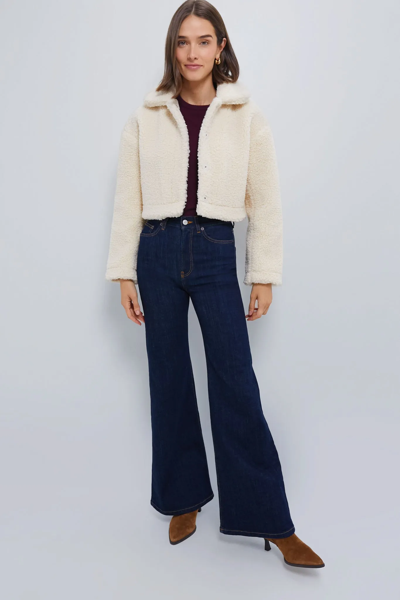 Cream Sherpa Sara Crop Jacket