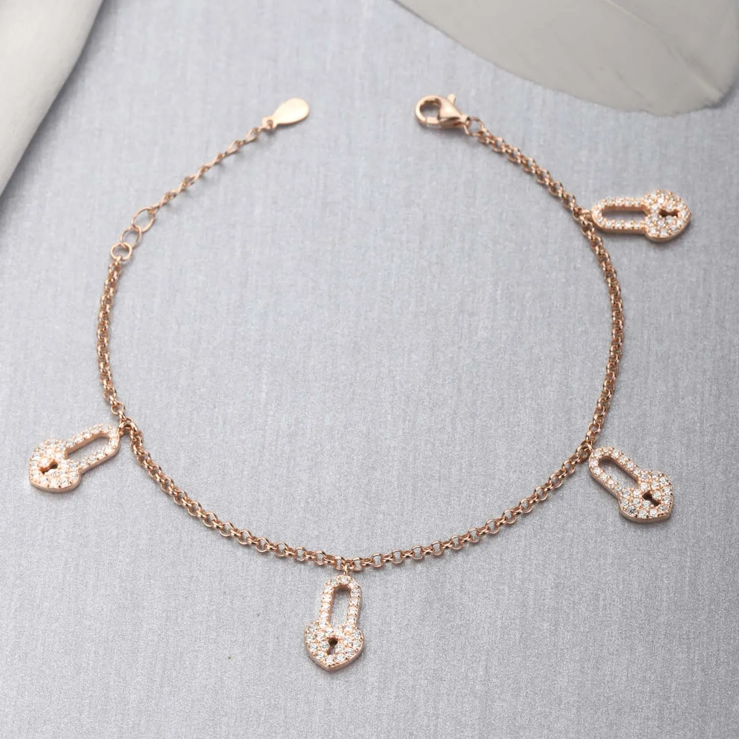 Cute Heart Lock Charm 925 Silver Bracelet