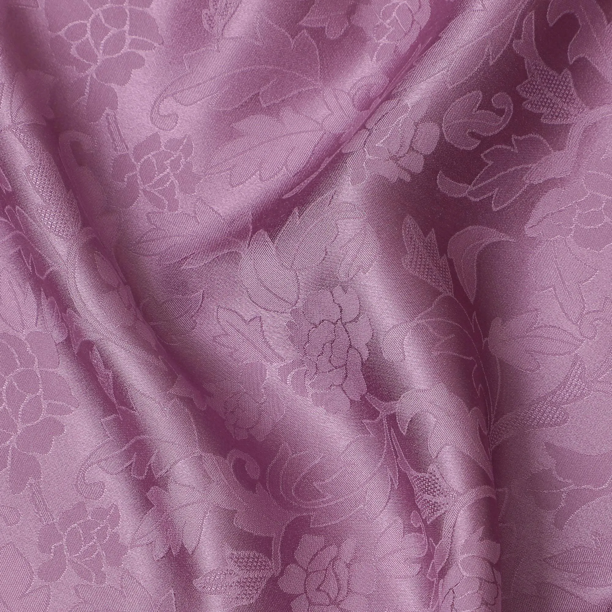 Elegant Mauve Floral Jacquard Crepe Silk Fabric, Luxurious Drape, 110cm Width - Perfect for Dresses & Blouses-D18896