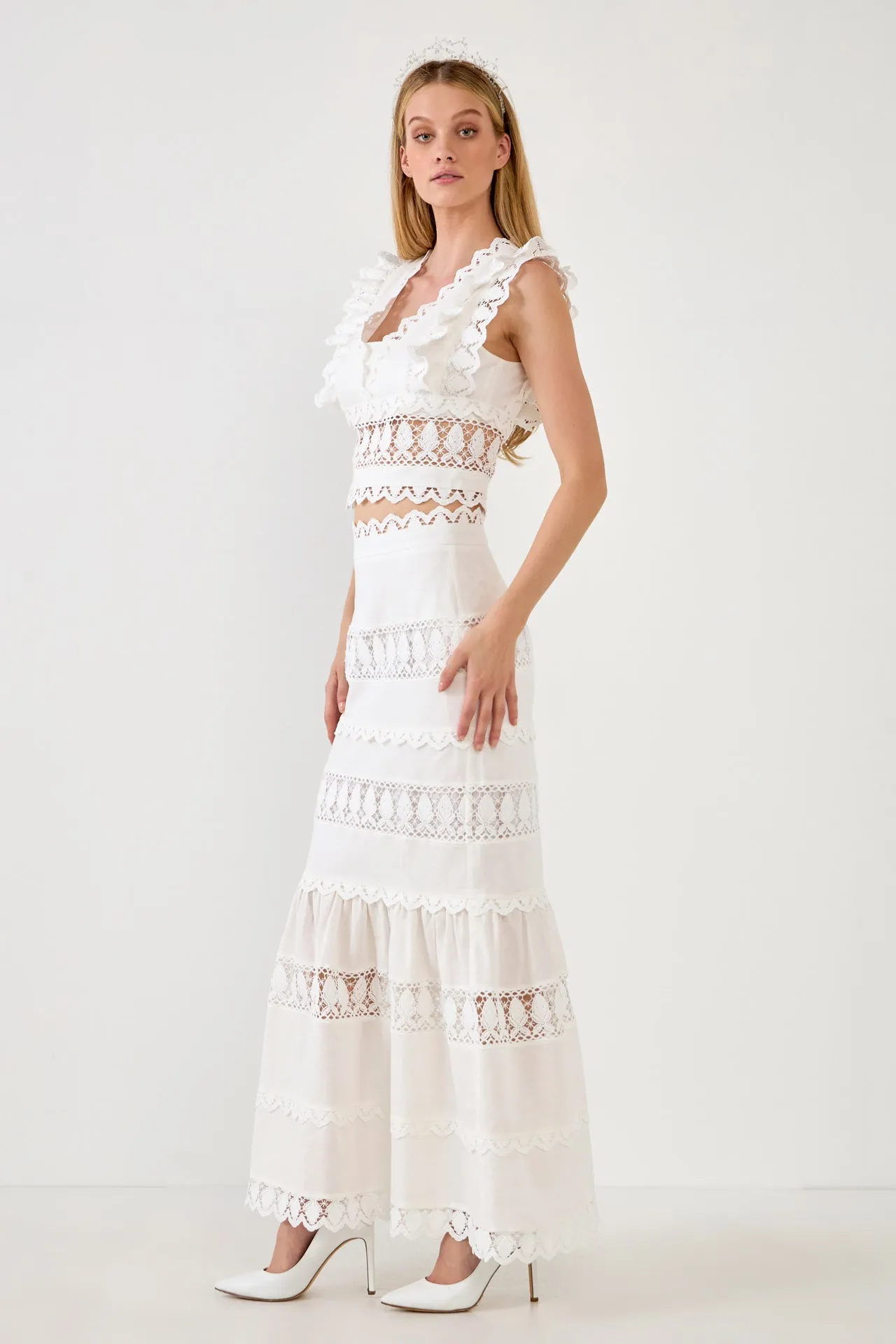 Endless Rose - Lace Trim Maxi Skirt