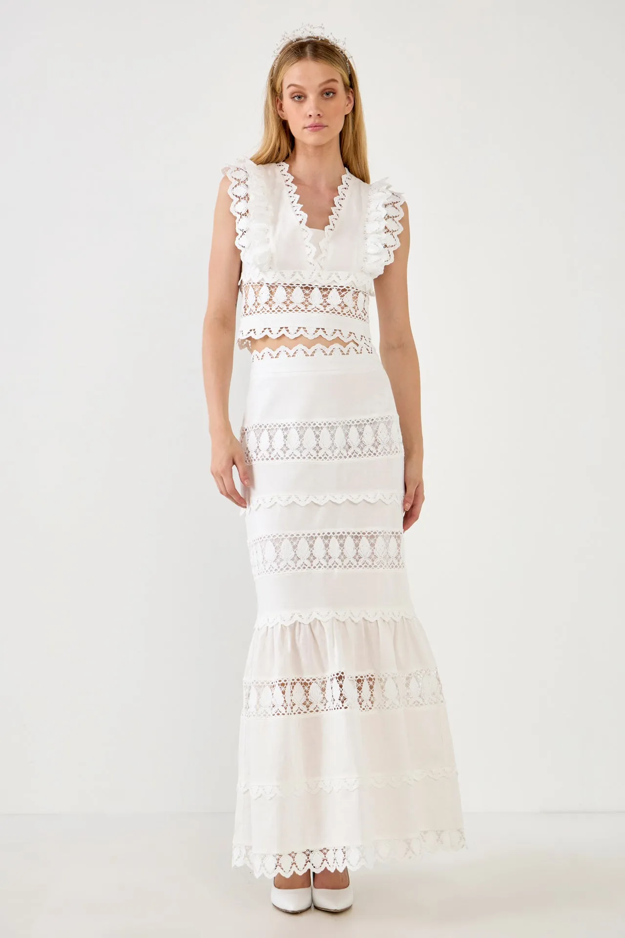 Endless Rose - Lace Trim Maxi Skirt