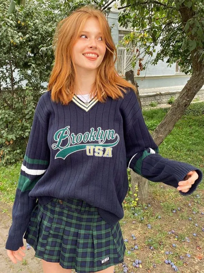 Fashionkova Brooklyn Varsity Knit Sweater