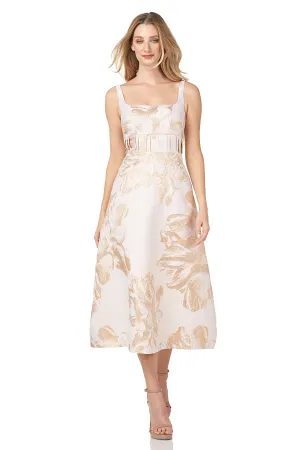 Floral Jacquard Tea Length Dress