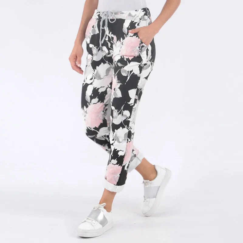 Floral Jogger Black