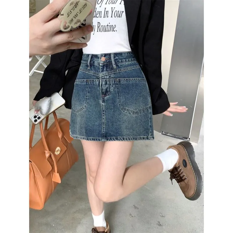 High-Waisted Versatile Bodycon Denim Skirt