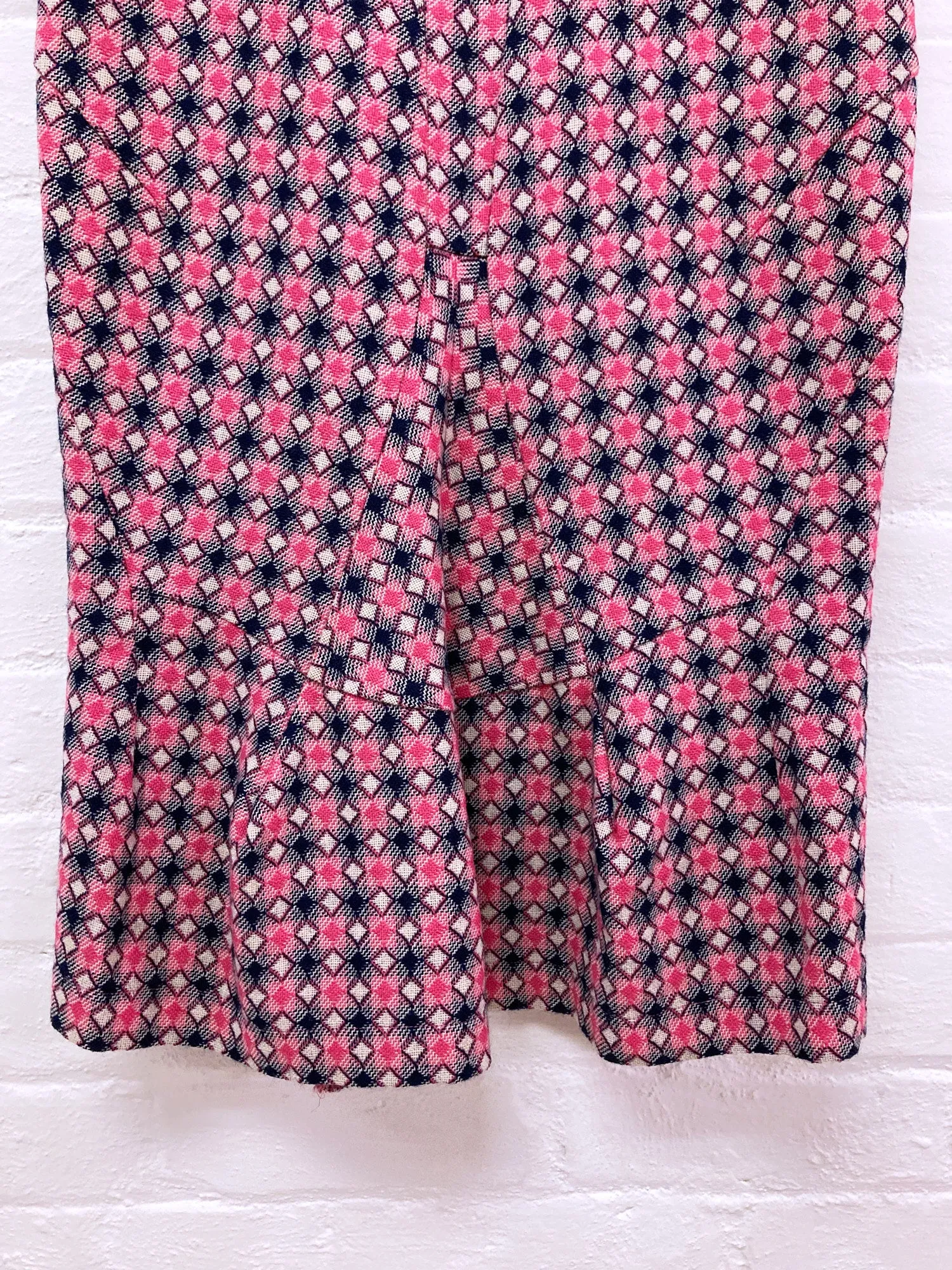 Junya Watanabe Comme des Garcons AW2001 pink geometric pattern wool skirt - M