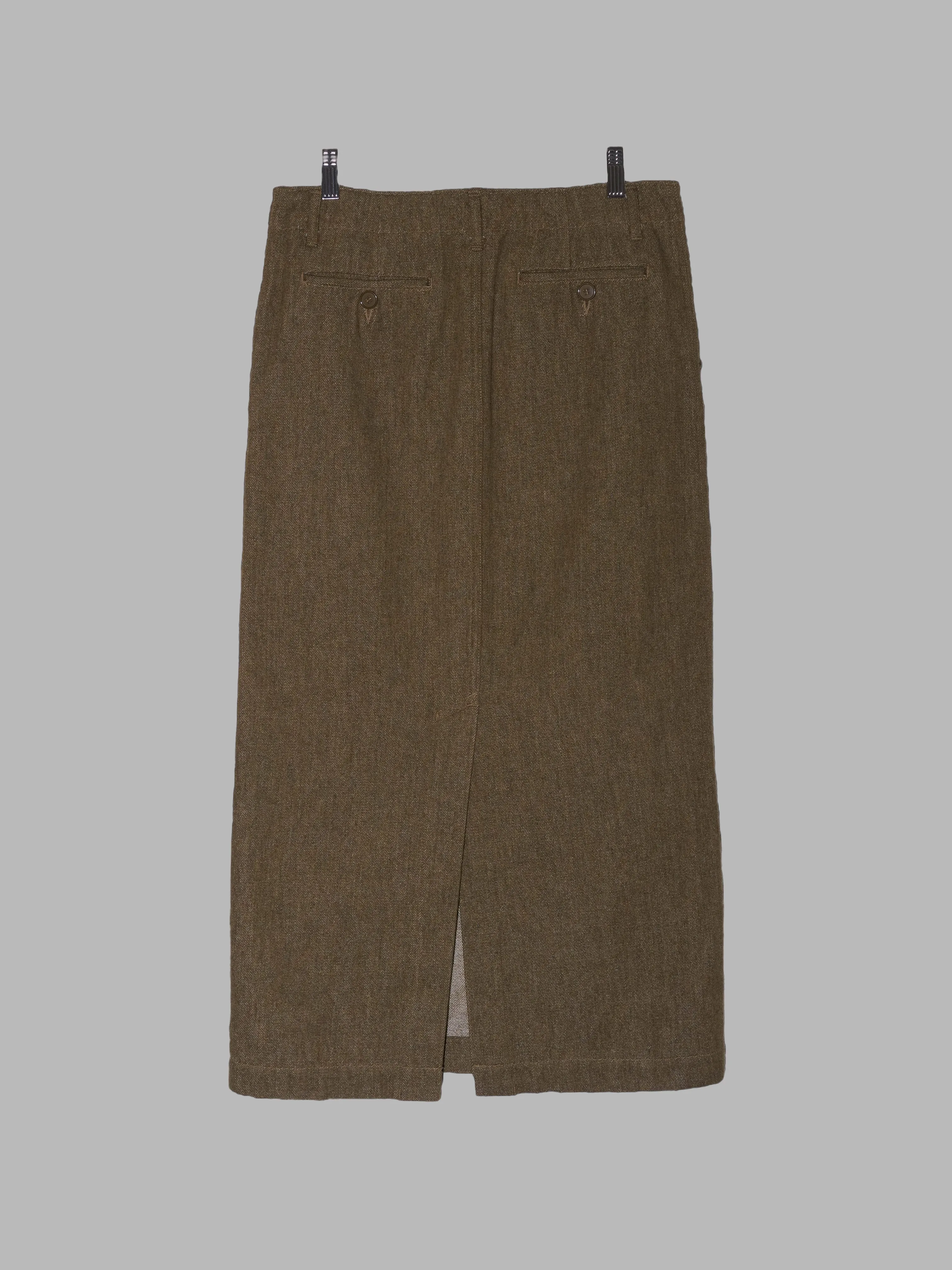 Junya Watanabe Comme des Garcons winter 1999 khaki brown wool denim maxi skirt - M