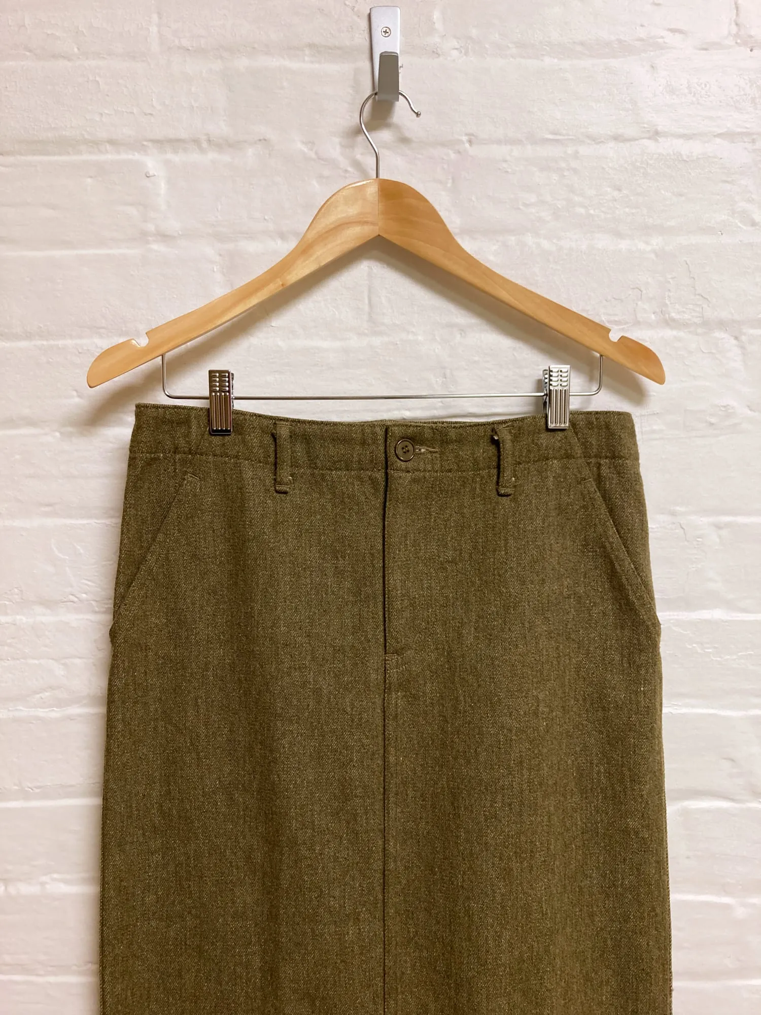 Junya Watanabe Comme des Garcons winter 1999 khaki brown wool denim maxi skirt - M