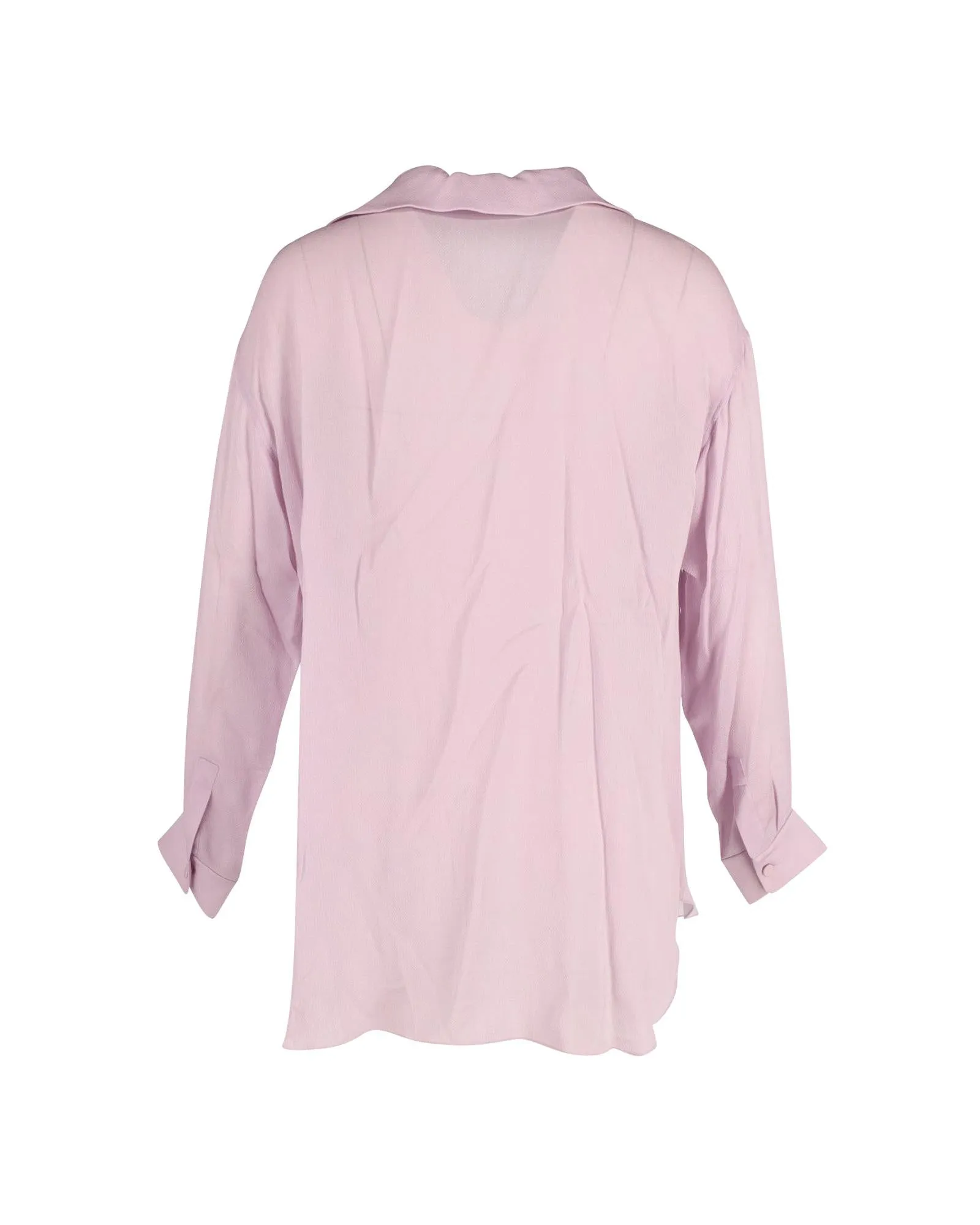 Lilac Tie Neck Long Sleeve Blouse in Viscose Blend Fabric