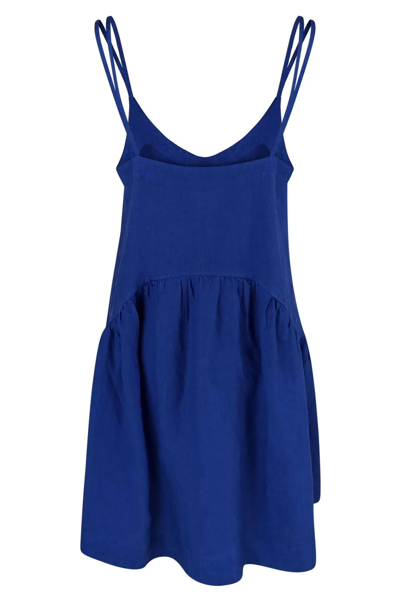 Linen Strap Dress with Ruffles