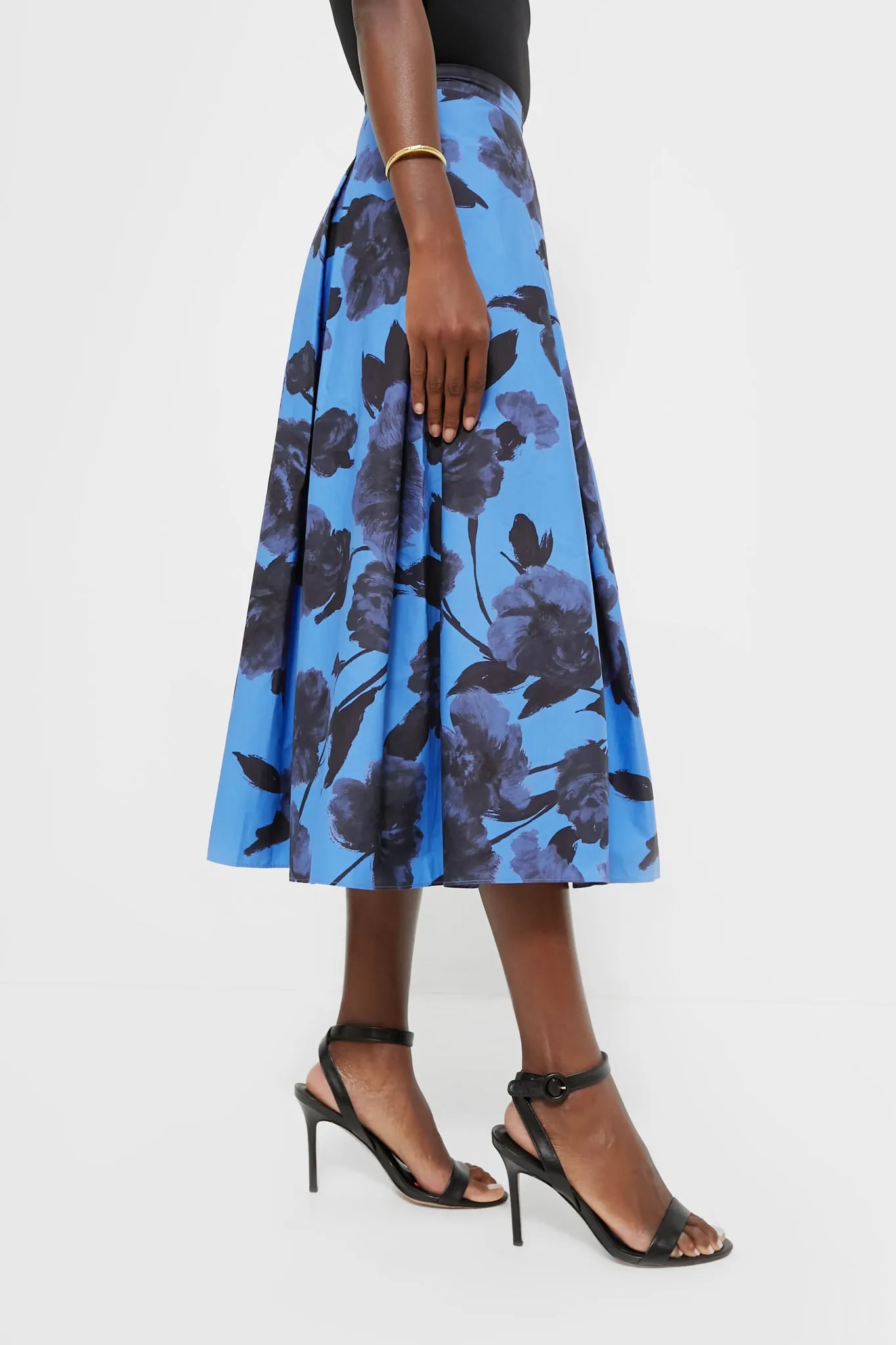 Lupin Blue Volume Hem Pleat Detail Skirt