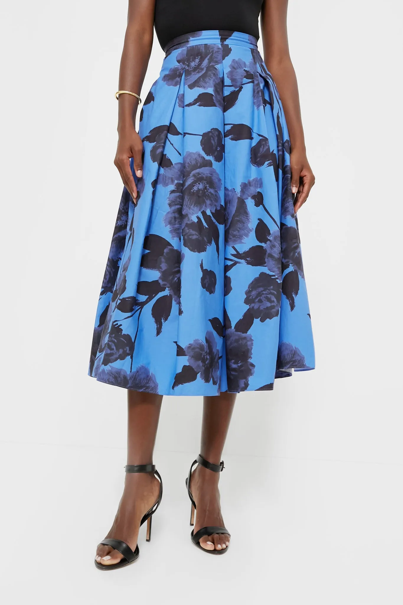 Lupin Blue Volume Hem Pleat Detail Skirt