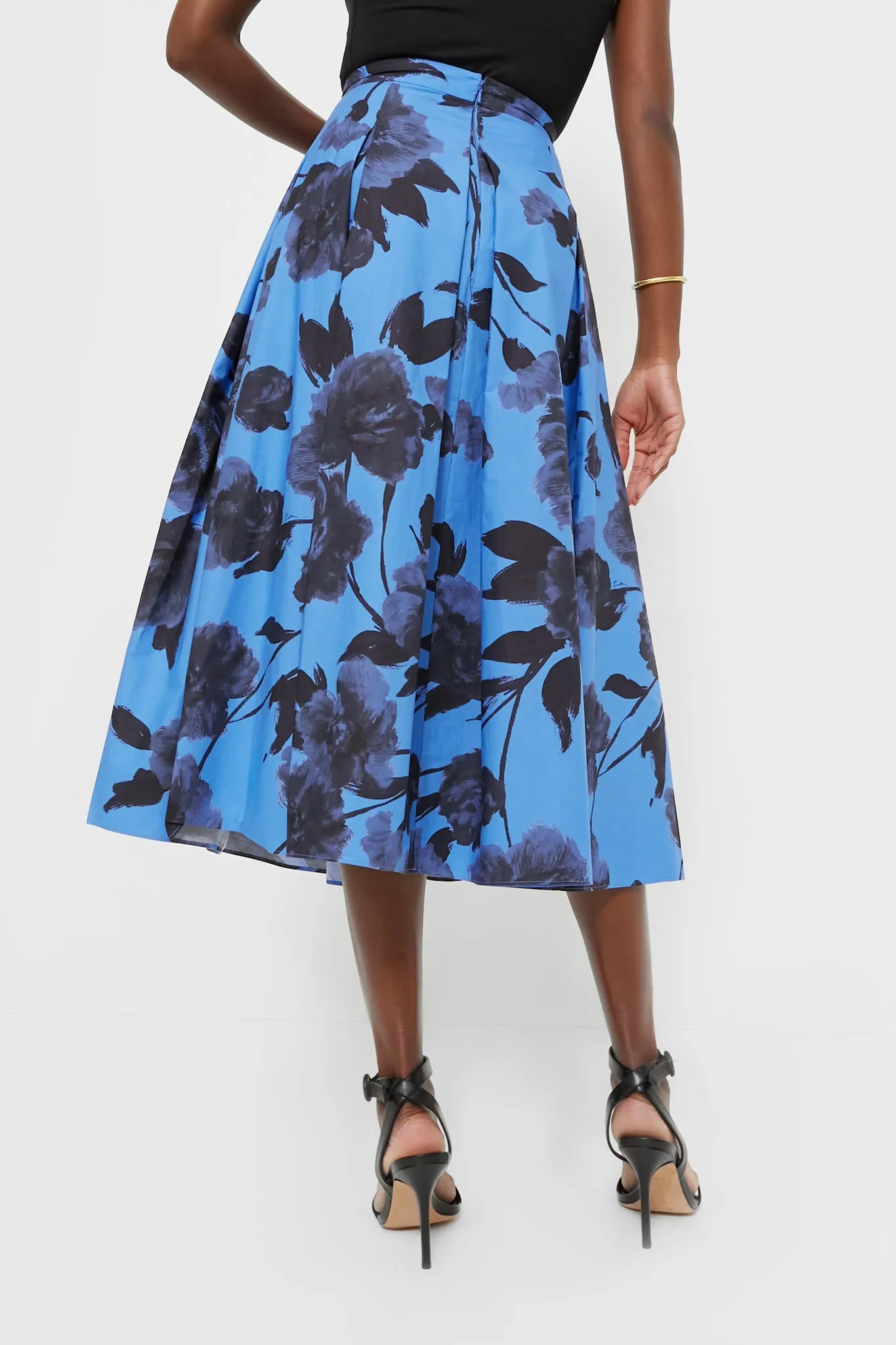 Lupin Blue Volume Hem Pleat Detail Skirt