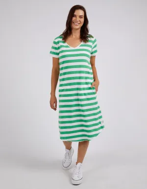 Maeve Midi Dress - Greenbriar   White Stripe