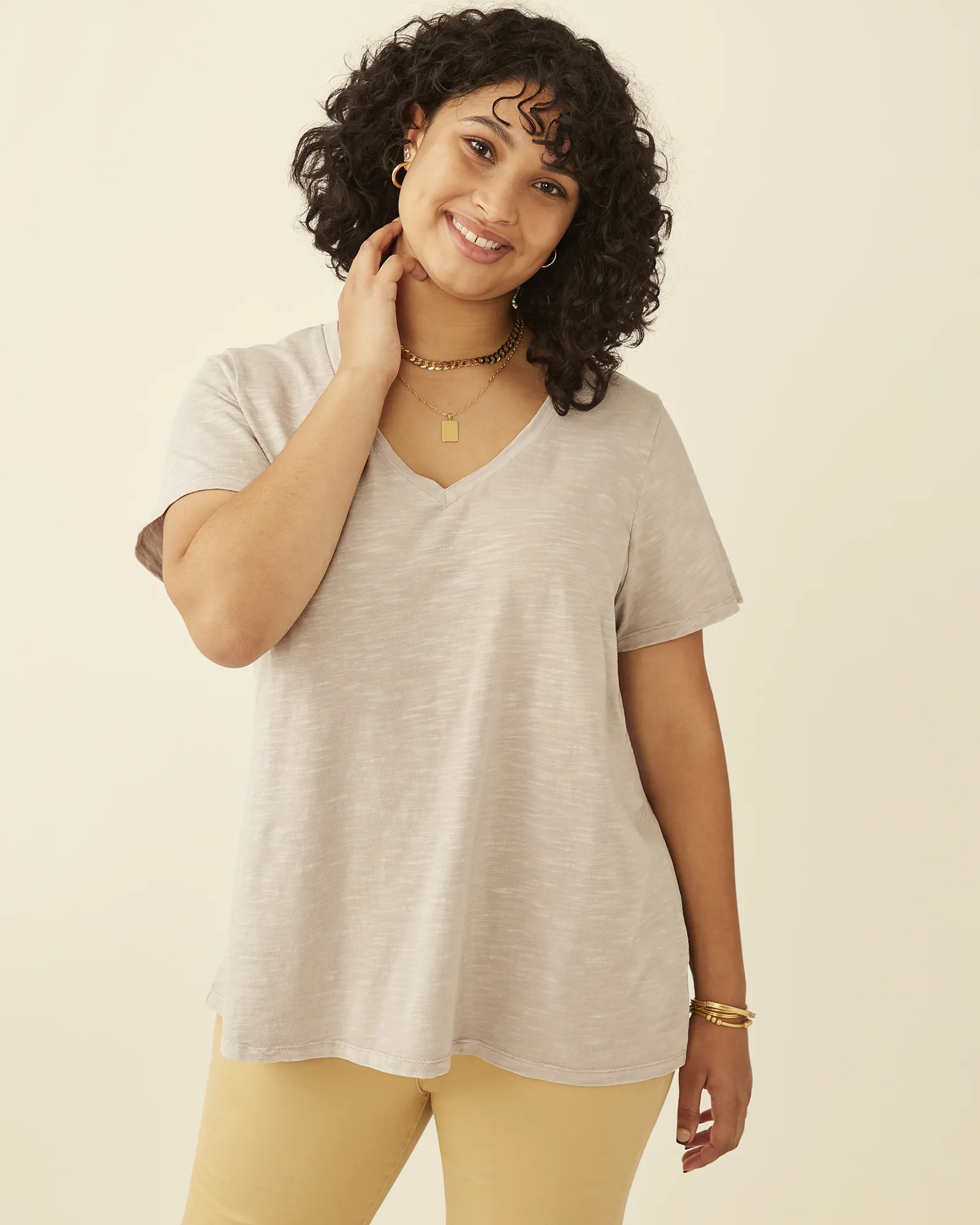 Michelle Soft Cotton Tee | Beige