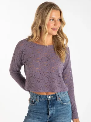 Millie Lace Layering Sweater - Light Grape