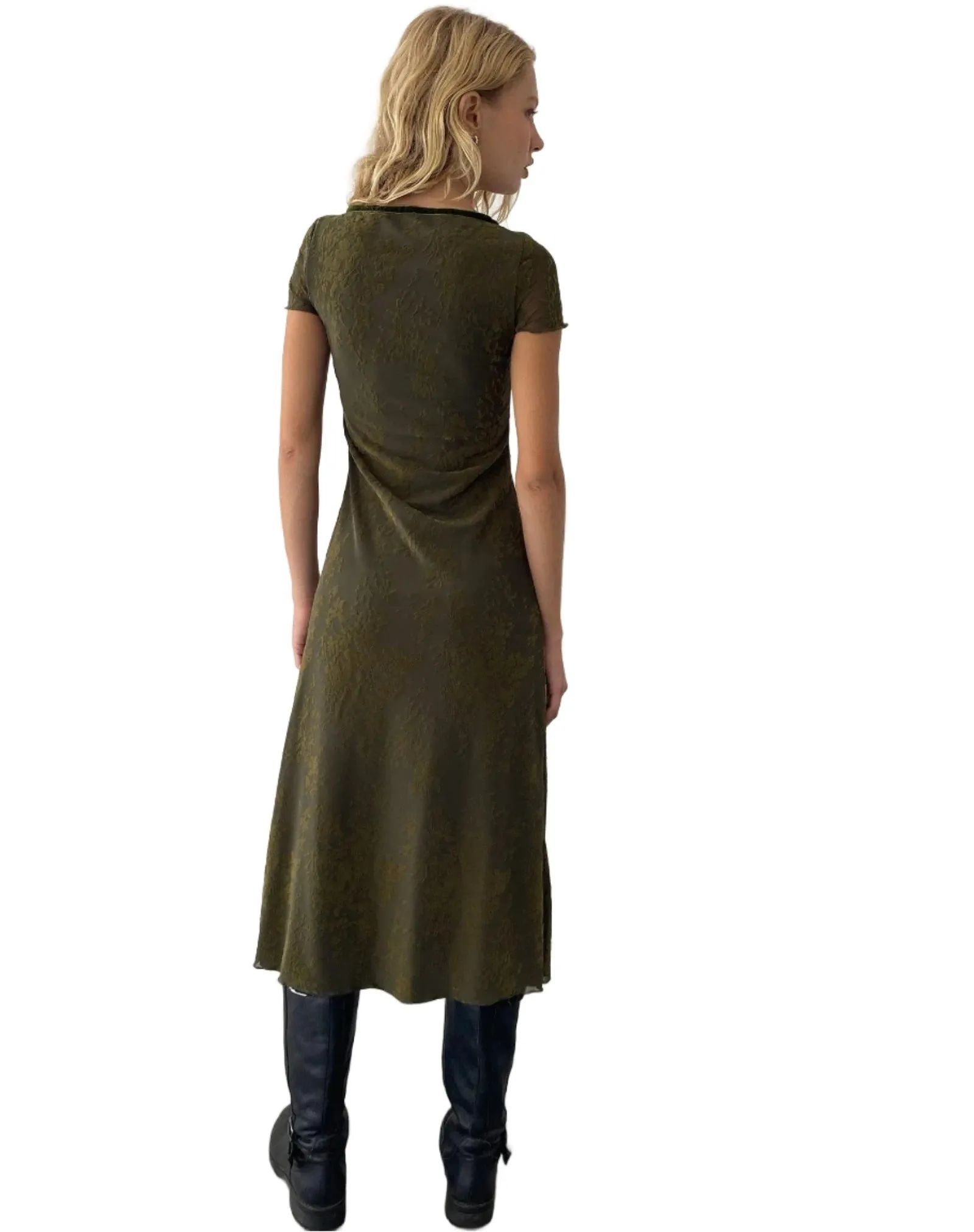 MOTEL - "Vilinia" Dress -  Abstract Botanic Dark Olive