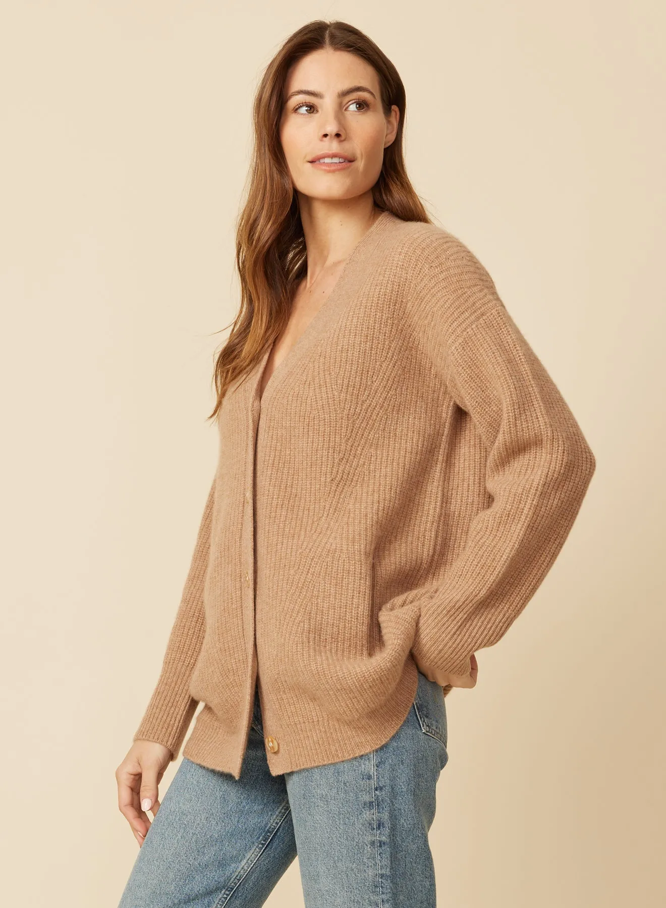 Newport Cashmere Cardigan - Camel