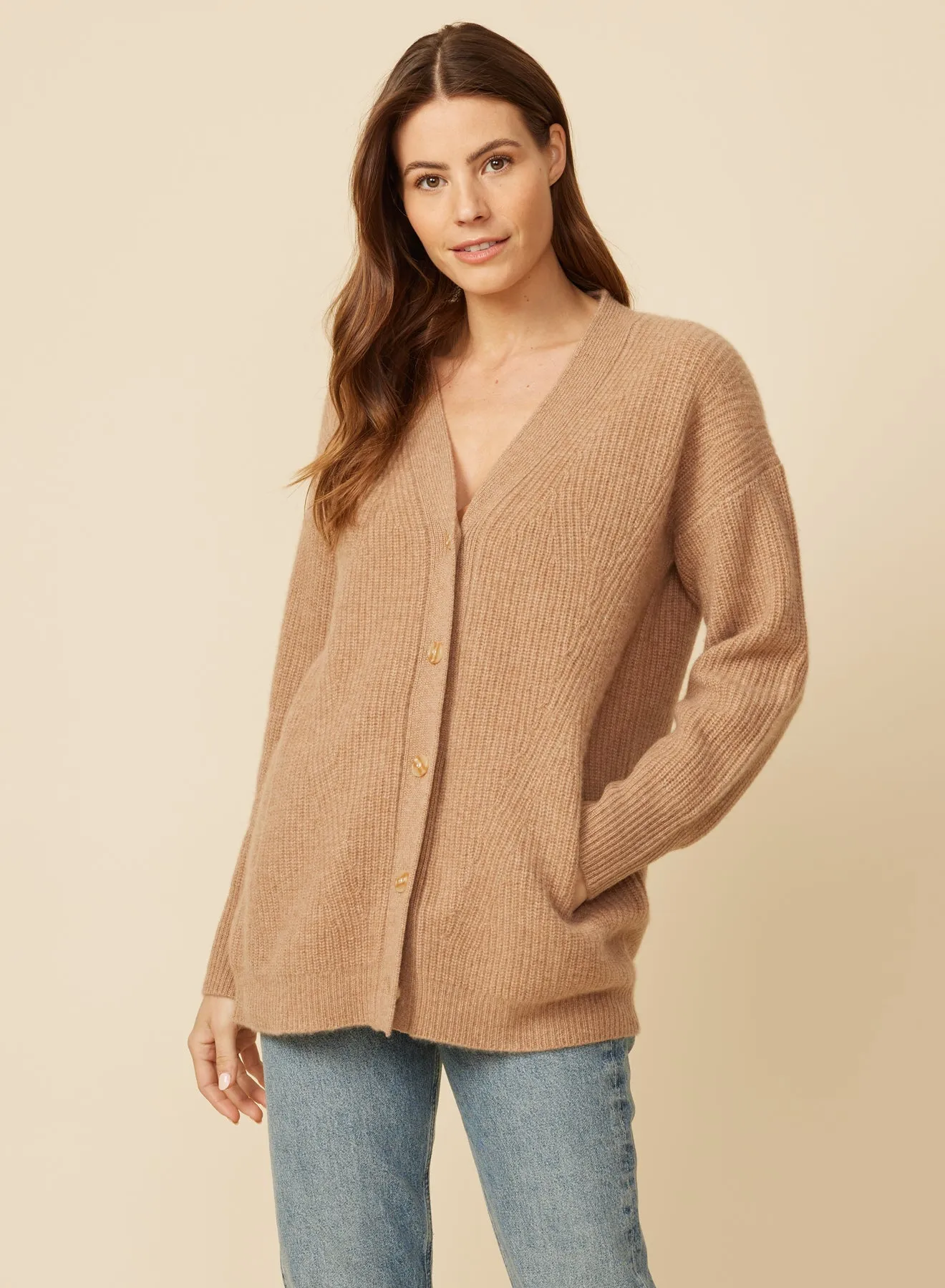 Newport Cashmere Cardigan - Camel