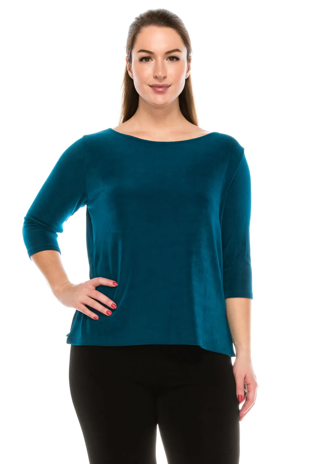 Non Iron Quarter Sleeve Scoop Top-1034AY-QRS1