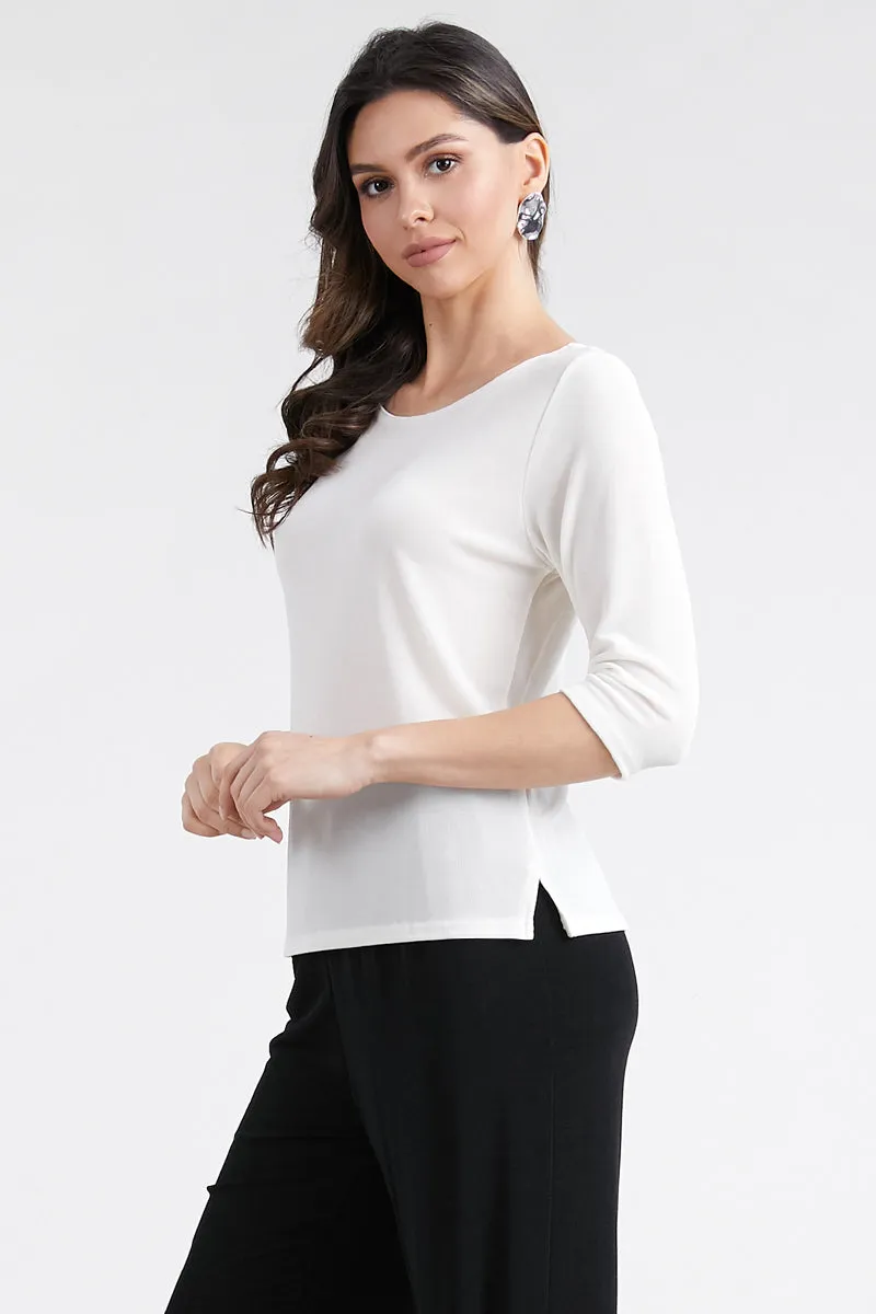 Non Iron Quarter Sleeve Scoop Top-1034AY-QRS1