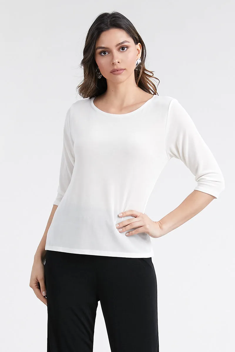 Non Iron Quarter Sleeve Scoop Top-1034AY-QRS1