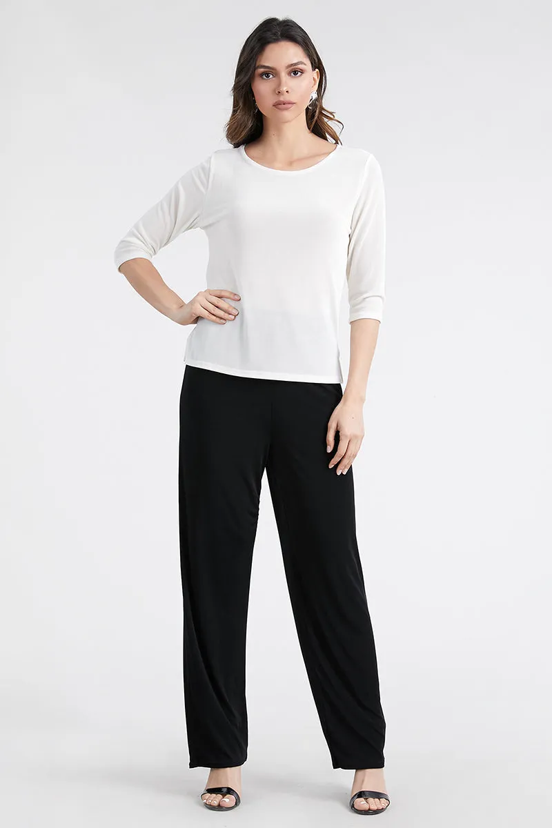 Non Iron Quarter Sleeve Scoop Top-1034AY-QRS1