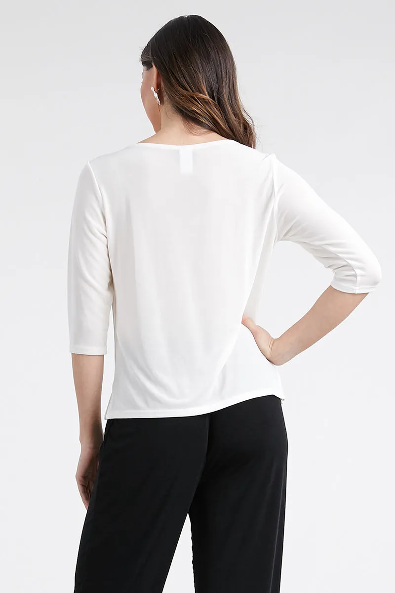 Non Iron Quarter Sleeve Scoop Top-1034AY-QRS1